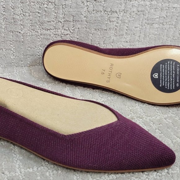 ROTHY'S The Merino Aubergine Purple Pointed Flat Shoes Women's Multiple Sizes - Picture 2 of 16